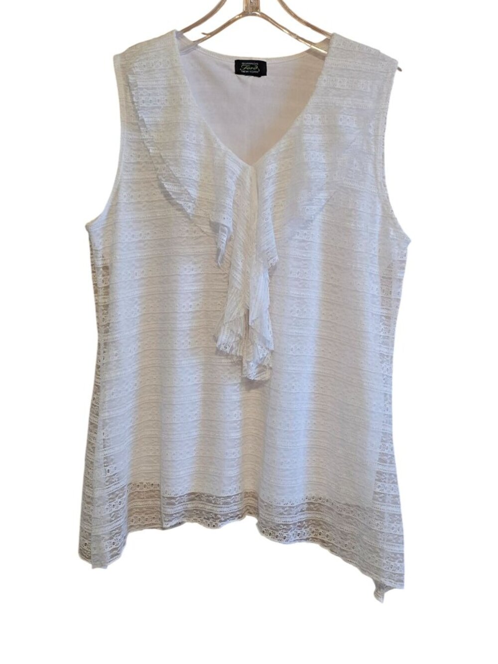 Shannon Ford New York White Lace Sleeveless Blouse Elegant Top coquette boho